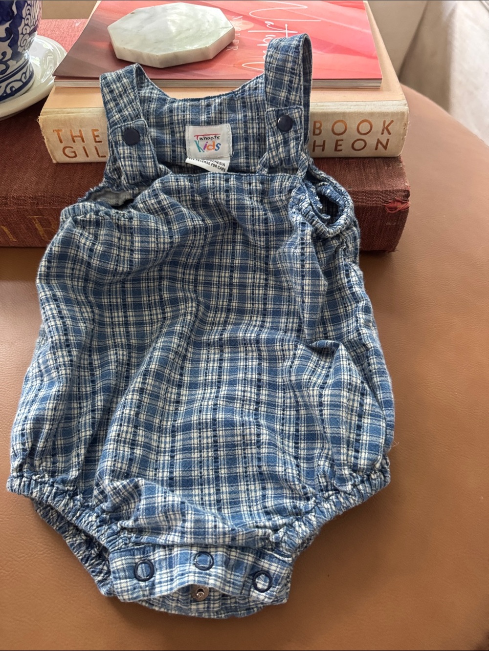 Vintage Blue Plaid Baby Romper
